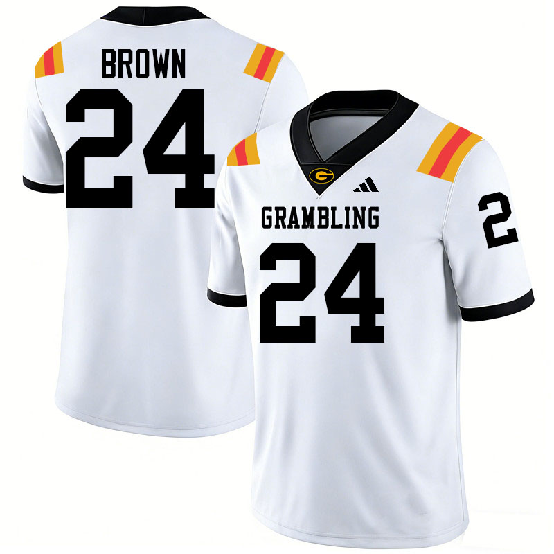 Grambling State Tigers #24 Willie Brown College Football Jerseys,Uniforms-White